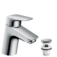 Hansgrohe Logis ééngreeps wastafelmengkraan 70 met Push-Open afvoer, chroom - thumbnail