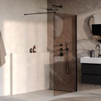 BRAUER Oblivion Inloopdouche - 100x200cm - glascoating - brons glas - mat zwart GS-OBI1B100200MZ - thumbnail
