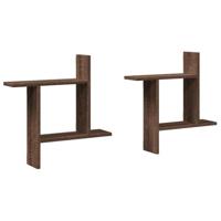 Wandschappen 2 st 50x12x50 cm bewerkt hout bruin eikenkleurig - thumbnail