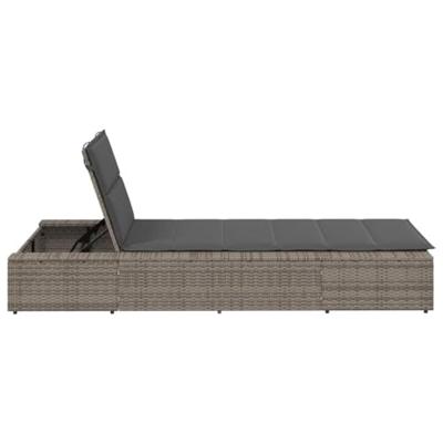 Ligbed met zwevend kussen poly rattan grijs