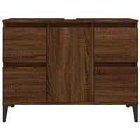 Wastafelkast 80x33x60 cm bewerkt hout bruin eikenkleur - thumbnail