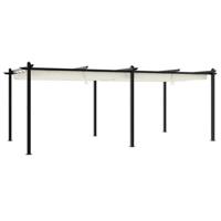 Prieel met uittrekbaar dak 3x6 m aluminium crèmekleurig - thumbnail