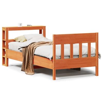 Bedframe zonder matras massief grenenhout wasbruin 120x190 cm