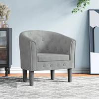 Kuipstoel met voetenbankje fluweel lichtgrijs - thumbnail