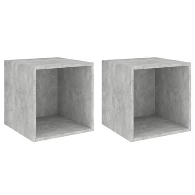 VidaXL Wandkasten 2 st 37x37x37 cm bewerkt hout betongrijs VidaXL Wandkasten 2 st 37x37x37 cm bewerkt hout betongrijs