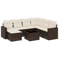 8-delige Loungeset met kussens poly rattan bruin - thumbnail