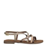 Lazamani 75.511 leren sandalen met slangenprint beige - thumbnail