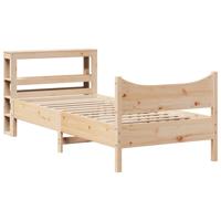 Bedframe met hoofdbord massief grenenhout 90x200 cm - thumbnail