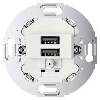 Hager berker 1930/R.classic USB oplaadstopcontact 230 V 2-voudig 3 A, polarwit mat