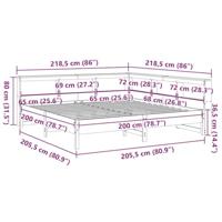 Bed met boekenkast zonder matras grenenhout wit 200x200 cm - thumbnail