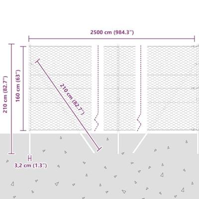 VidaXL Afrasteringspaal grijs 25 x 1,6 m (50 mm gaas) staal en pvc