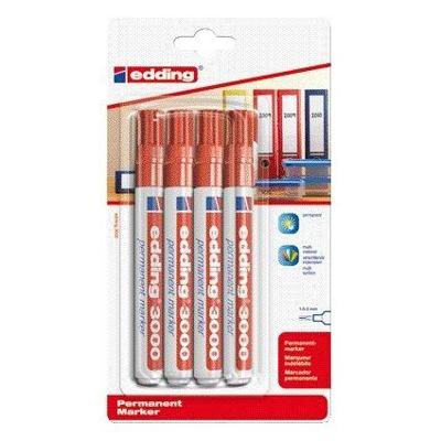 Viltstift edding 3000 rond 1.5-3mm rood blister à 4 stuk