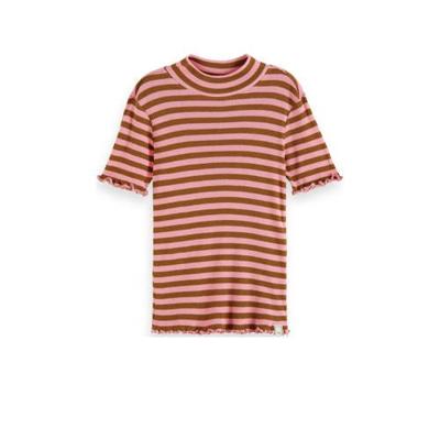 Scotch & Soda gestreept T-shirt bruin/roze Scotch & Soda gestreept T-shirt bruin/roze