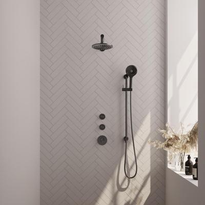 Brauer Gunmetal Edition Thermostatische Regendoucheset Inbouw - Hoofddouche 20 cm - Rechte Wandarm - Handdouche 3 Standen - Doucheslang - Geintegreerde Glijstang - Gunmetal