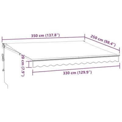 Luifel uittrekbaar 3,5x2,5 m stof en aluminium antraciet en wit