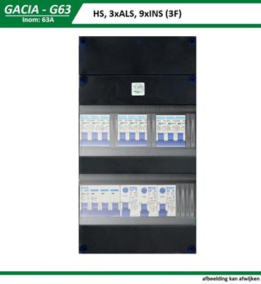 Groepenkast 63A 3 fase 9 groepen, autolader en zonnepanelen groep