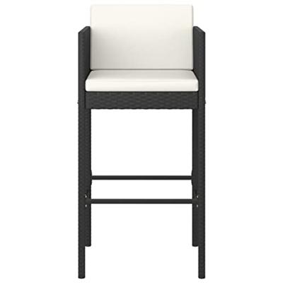 Barkrukken 2 st met kussens poly rattan zwart - thumbnail