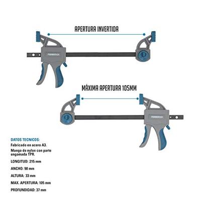 Klem met één hand Ferrestock 215 mm Staal Plastic (2 pcs)