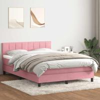 Boxspring met matras fluweel roze 140x220 cm - thumbnail