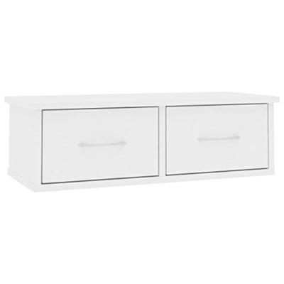 VidaXL Wandschap met lades 60x26x18,5 cm bewerkt hout wit VidaXL Wandschap met lades 60x26x18,5 cm bewerkt hout wit
