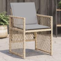 Tuinstoelen 4 st met kussens poly rattan gemengd beige - thumbnail