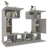 6-delige Tv-meubelset bewerkt hout betongrijs - thumbnail
