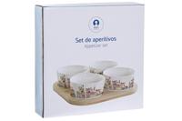 Set voor voorgerechtjes DKD Home Decor 19,7 x 19,7 x 1 cm Natuurlijk Rood Blauw Wit Keramiek Mediterrane Huizen - thumbnail