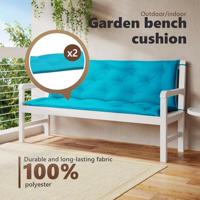 VidaXL Tuinbankkussens 2 st 150x50x7 cm stof turquoise - thumbnail