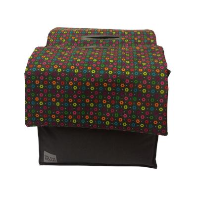Basil dubbele fietstas grijs met gekleurde bloemen 20l