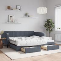 Slaapbank onderschuifbed lades 100x200 cm fluweel donkergrijs - thumbnail