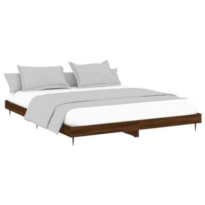 Bedframe zonder matras 200x200 cm spaanplaat bruin eikenkleurig