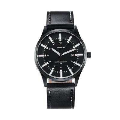 CAGARNY 6866 Fashion Dual Quartz beweging polshorloge met lederen Band (witte nummer)