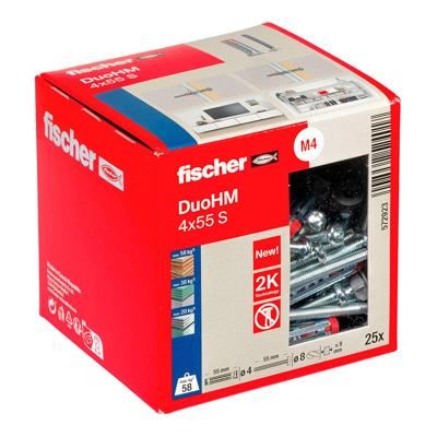 Fischer 572923 DuoHM 4x55 S PH TX Hollewandplug 55 mm 25 stuk(s) Fischer 572923 DuoHM 4x55 S PH TX Hollewandplug 55 mm 25 stuk(s)