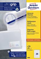 Avery Zweckform 3664, Universele etiketten, Ultragrip, wit, 100 vel, 24 per vel, 70 x 33,8 mm - thumbnail