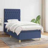 Boxspring met matras stof blauw 90x190 cm - thumbnail