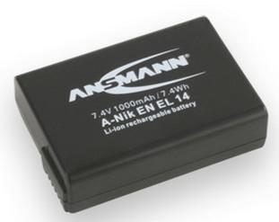 Ansmann EN-EL14 Camera-accu Vervangt originele accu EN-EL14 7.4 V 1050 mAh Ansmann EN-EL14 Camera-accu Vervangt originele accu EN-EL14 7.4 V 1050 mAh