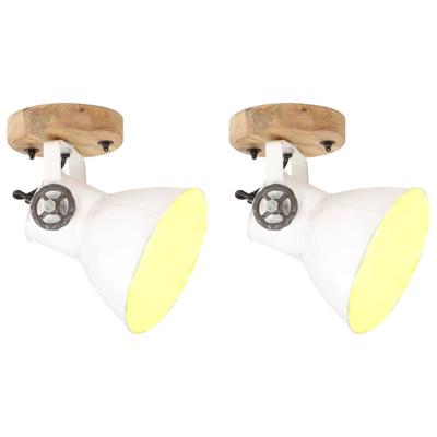 VidaXL Wand-/plafondlampen industrieel 2 st e27 20x25 cm wit VidaXL Wand-/plafondlampen industrieel 2 st e27 20x25 cm wit