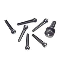 D&apos;Addario PWPS10 Plastic Bridge Pins Ebony with Ivory Dot brugpinnen (set van 6) - thumbnail