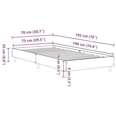 Bedframe zonder matras 75x190 cm spaanplaat bruin eikenkleurig