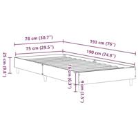 Bedframe zonder matras 75x190 cm spaanplaat bruin eikenkleurig - thumbnail