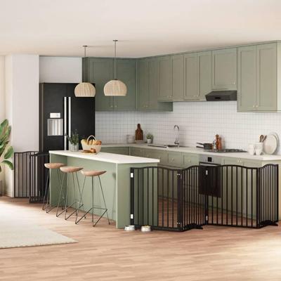 Hondenhek inklapbaar 12 panelen 960 cm populierenhout zwart