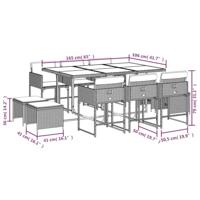11-delige Tuinset met kussens poly rattan zwart - thumbnail