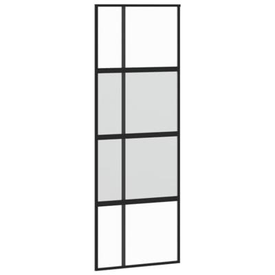 VidaXL Schuifdeur 76x205 cm gehard glas en aluminium zwart VidaXL Schuifdeur 76x205 cm gehard glas en aluminium zwart