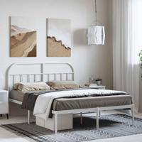 Bedframe met hoofdbord metaal wit 150x200 cm - thumbnail