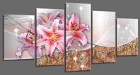 Schilderij - Roze Lelie, 200X100cm, 5luik - thumbnail