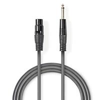 Ongebalanceerde XLR-Audiokabel | XLR 3-pins female - 6,35 mm male | 5,0 m | Grijs - thumbnail