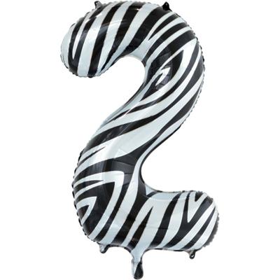 Folieballon Cijfer 2 Zebra (86cm)