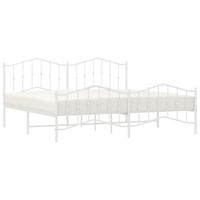 Bedframe met hoofd- en voeteneinde metaal wit 200x200 cm - thumbnail