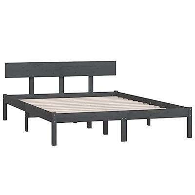 Bedframe massief hout grijs 120x190 cm