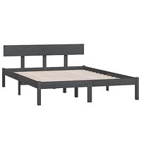 Bedframe massief hout grijs 120x190 cm - thumbnail